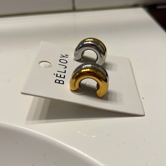 Earrings mixed metal posts - Picture 4 of 5